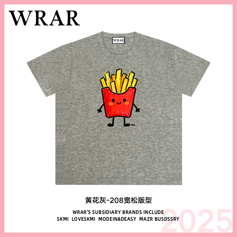 【微笑薯条】 新品时尚透气宽松T恤印花休闲卡通百搭圆领