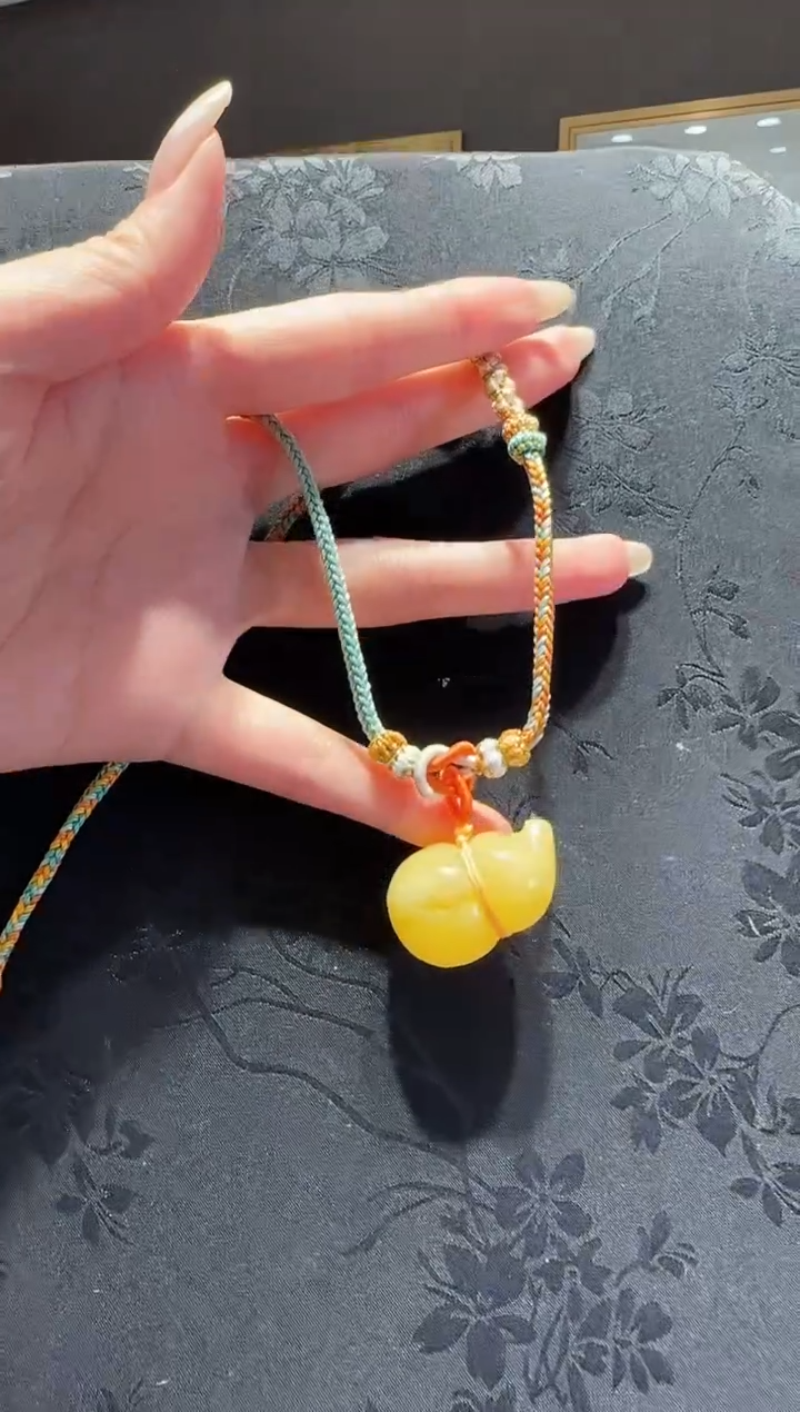 【闪购商品】琥珀项链未镶嵌蜜蜡葫芦项链编绳款