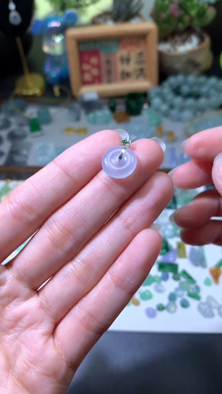 【闪购商品】翡翠裸石18K金镶嵌天然a货翡翠  吊坠qq001