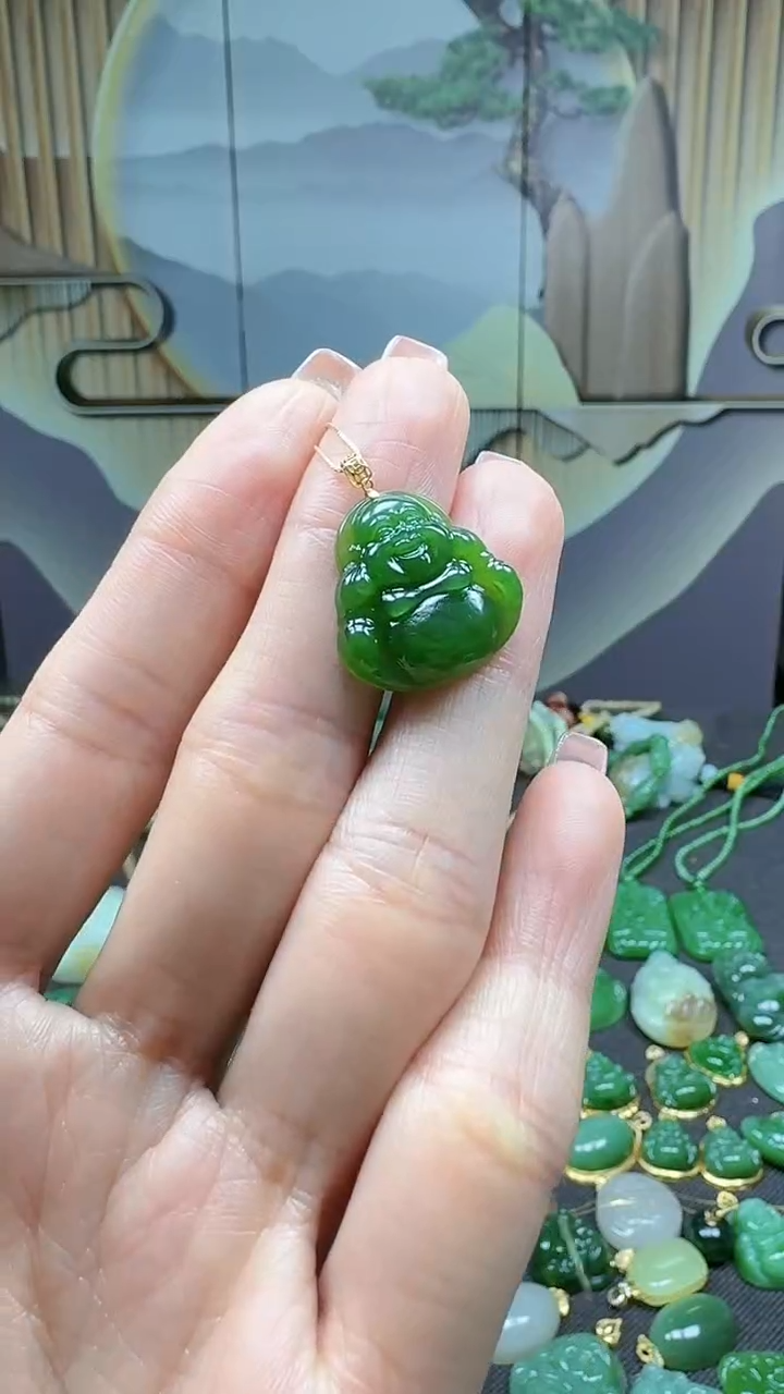 【闪购商品】和田玉吊坠(不含链)18K金镶嵌1