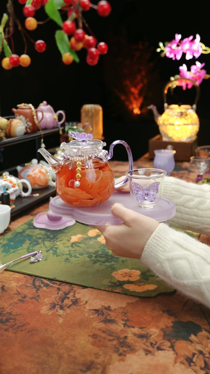 【闪购商品】紫色壶承+茶壶+链子+杯子