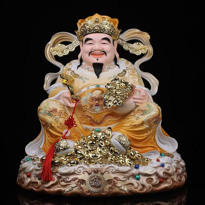 财神爷神像家用供奉招财店铺公司开业送礼八方来财财神像仿瓷摆件