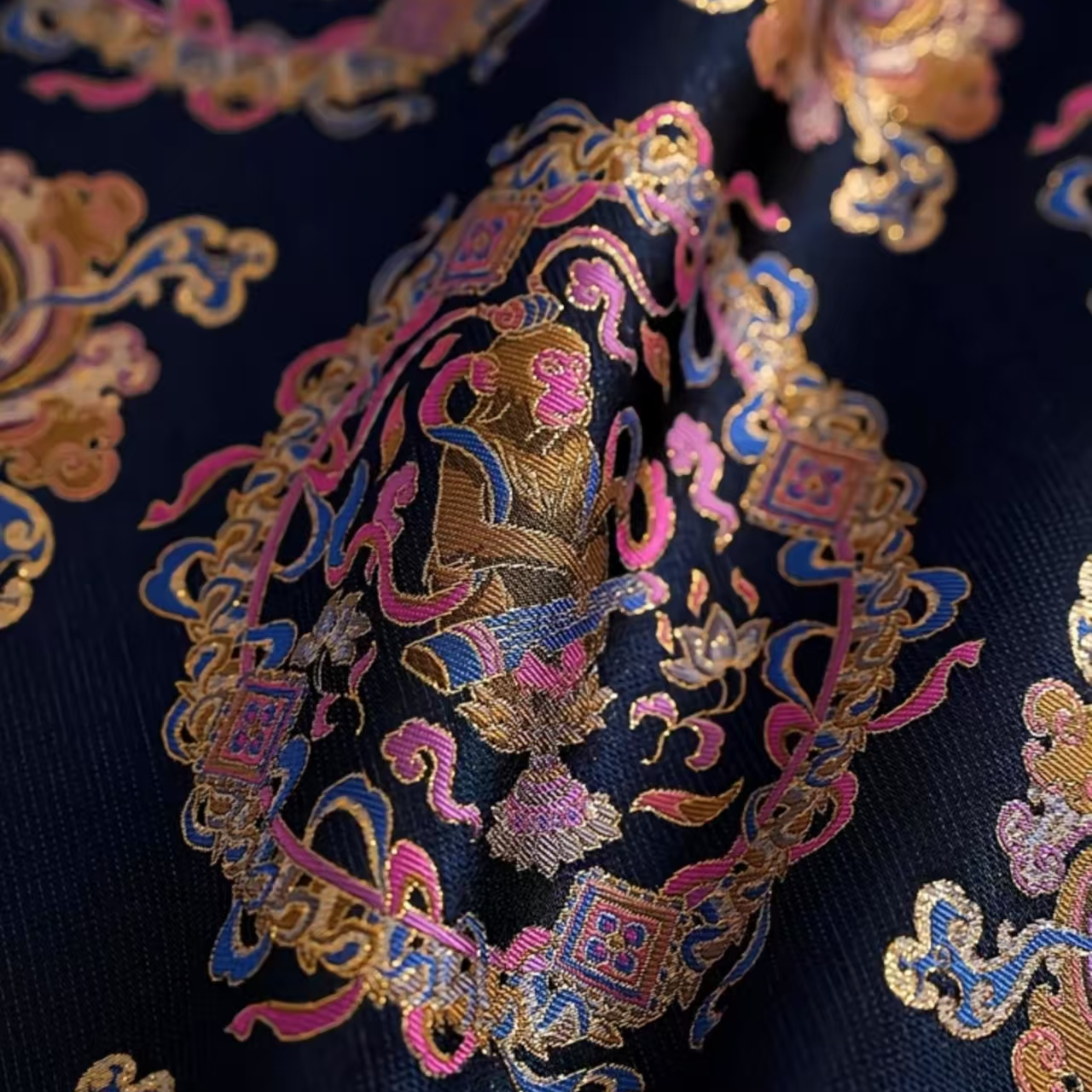 钱小萍宋锦正品面料 140门幅生肖猴宋锦面料 中式高端真丝布料