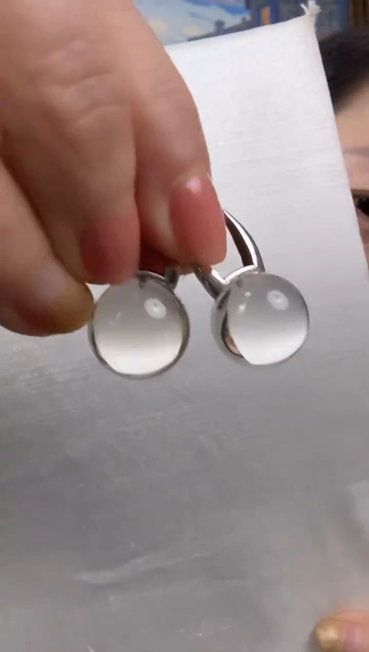 银S925镶嵌耳环水晶天然