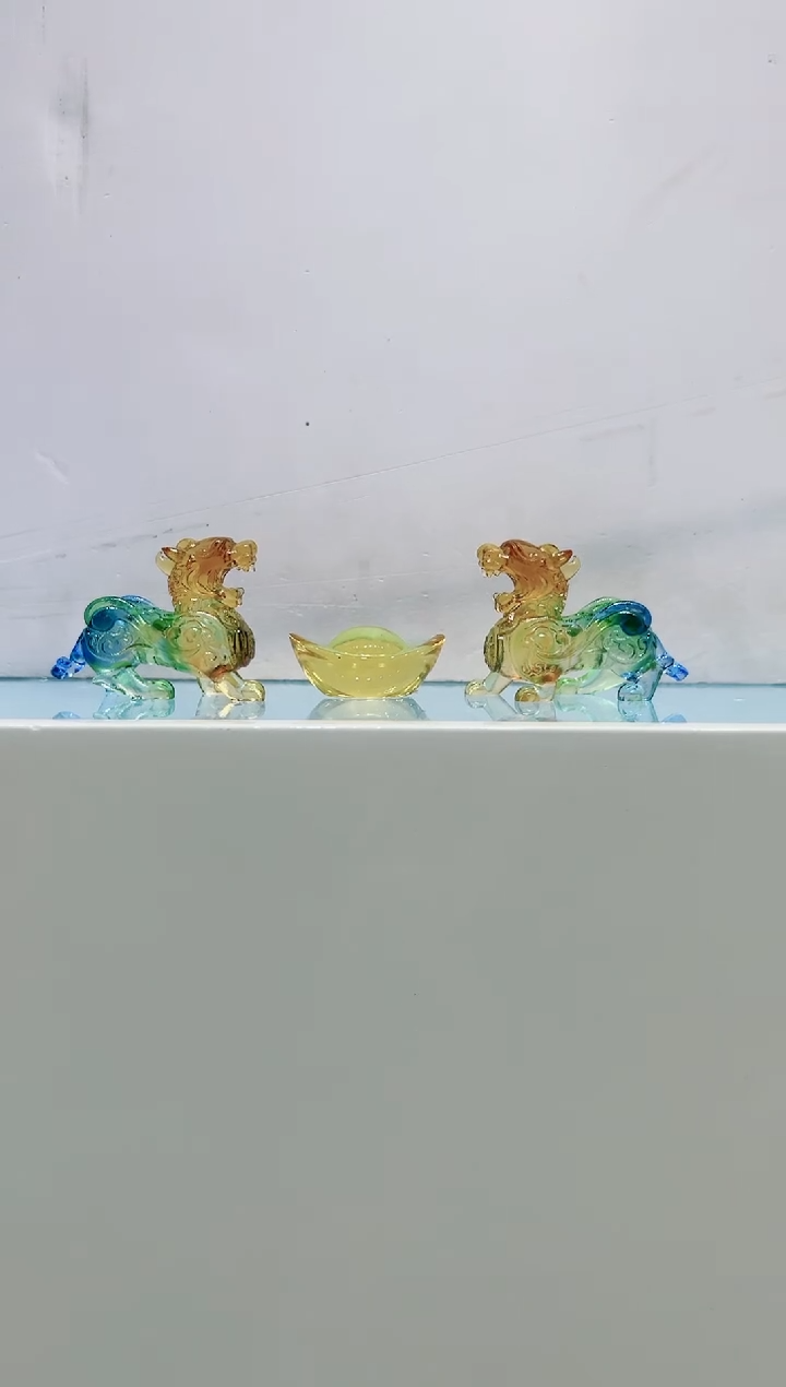 【闪购商品】茶宠古法琉璃小貔貅一对配5厘米元宝