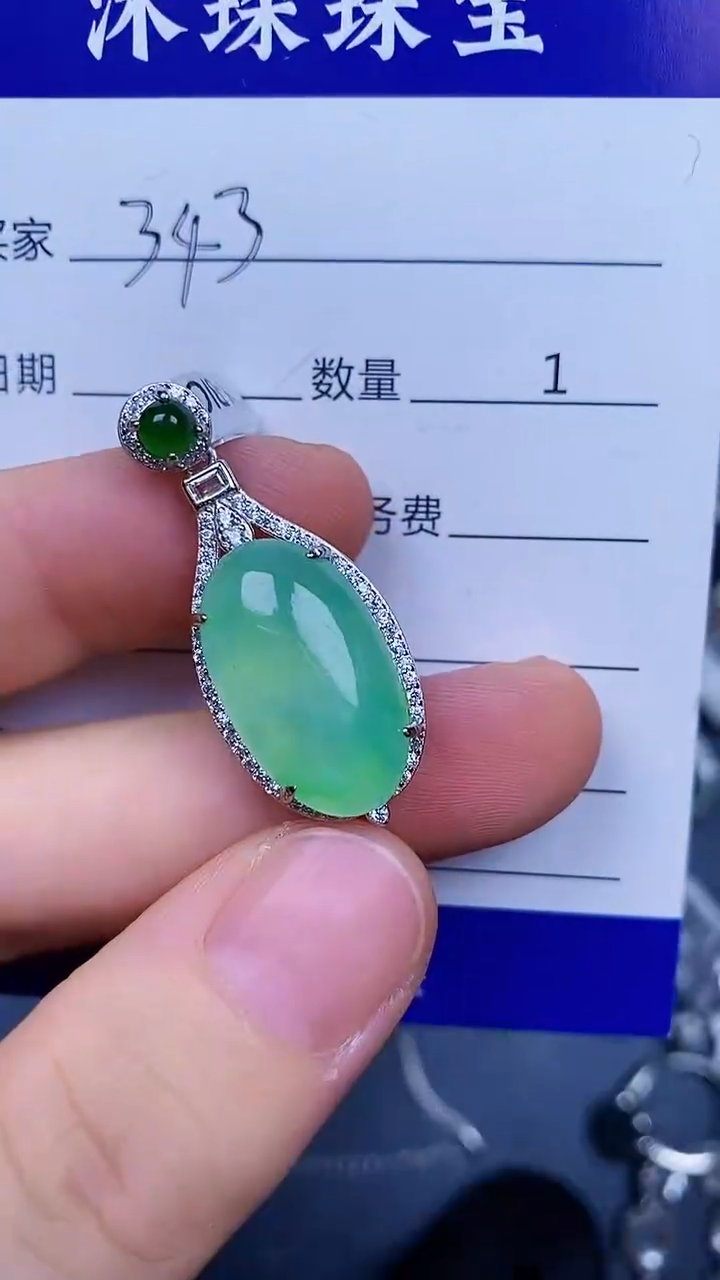 翡翠戒指银S925镶嵌3430