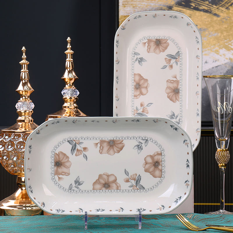 包邮夏茉陶瓷鱼盘12英寸两个装 破损联系客服补发