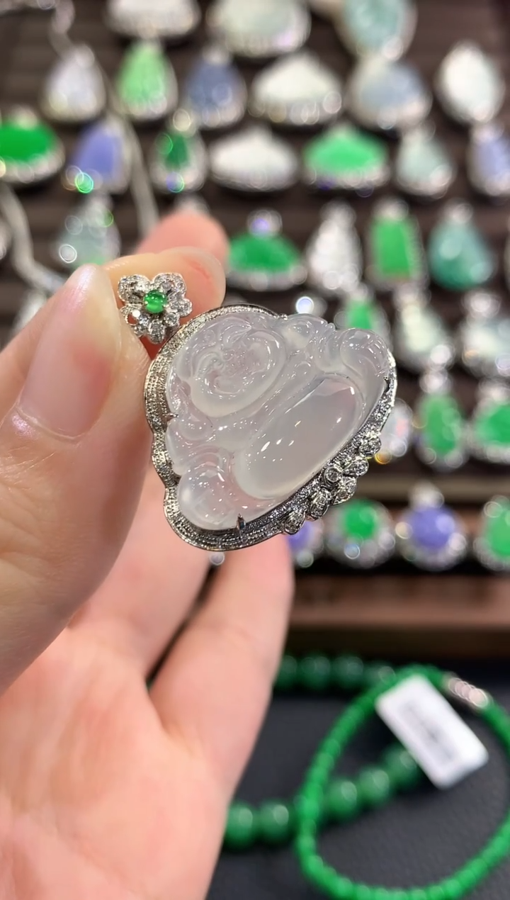 吊坠(不含链)18K金镶嵌翡翠b95  