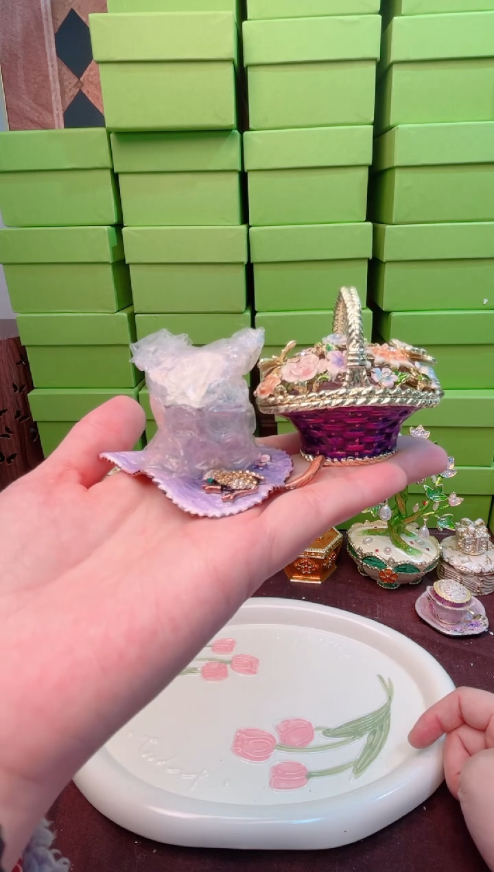 锌合金珐琅彩首饰盒摆件默认微瑕不退不换～