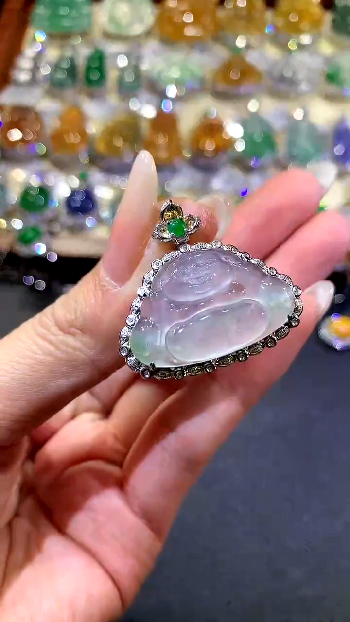 【闪购商品】翡翠吊坠(不含链)18K金镶嵌262-佛公（多样性发货一件