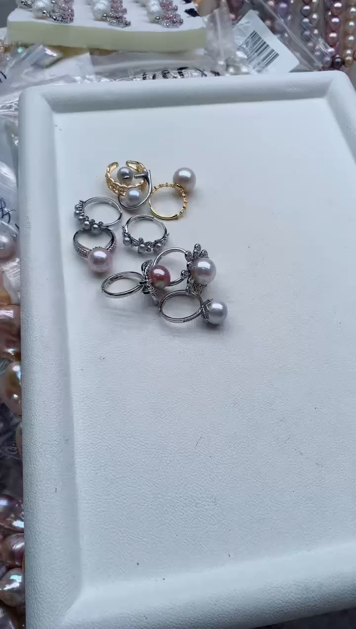 合金戒指淡水珍珠多样性发其一，非无暇