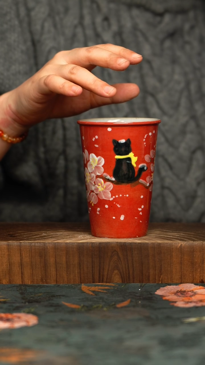 杯釉下彩手工手绘同款陶器     
