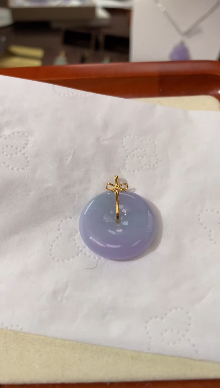 【闪购商品】翡翠颈饰18K金镶嵌天然缅甸a货翡翠