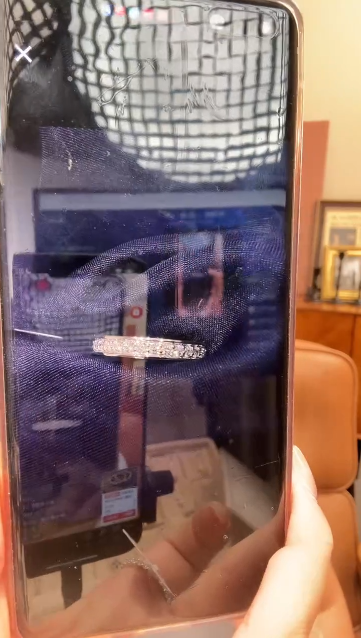 18K金镶嵌实验室培育钻石戒指白圆形宽版满圈13