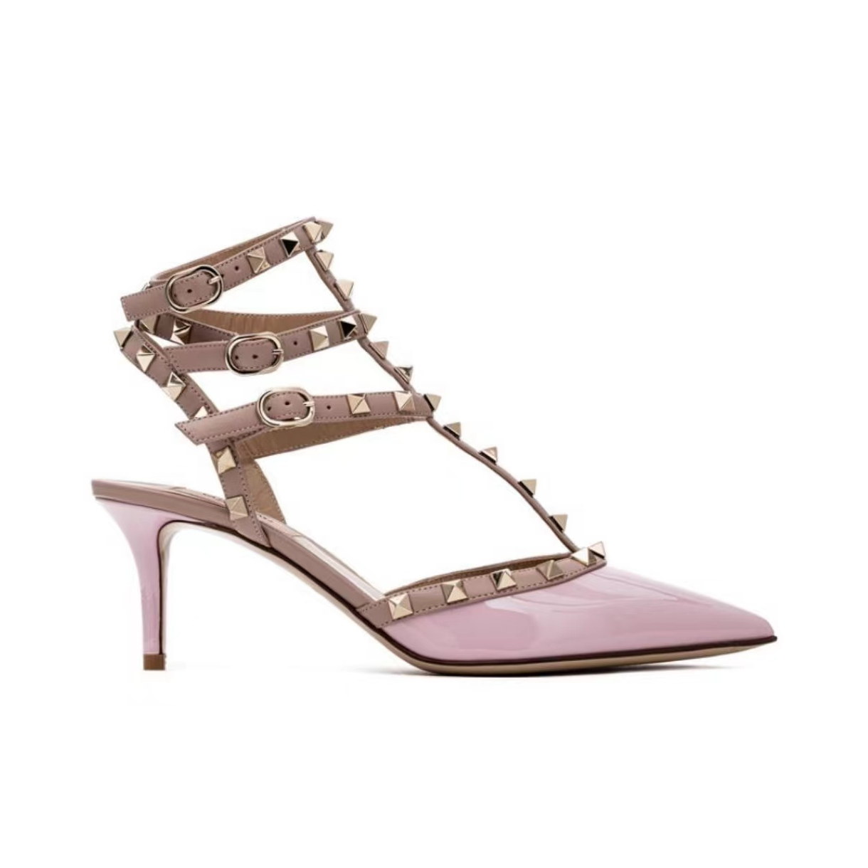 VALENTINO 女士淡粉色高跟漆面6.5CM凉鞋 3W2S0375 VNW K2A 