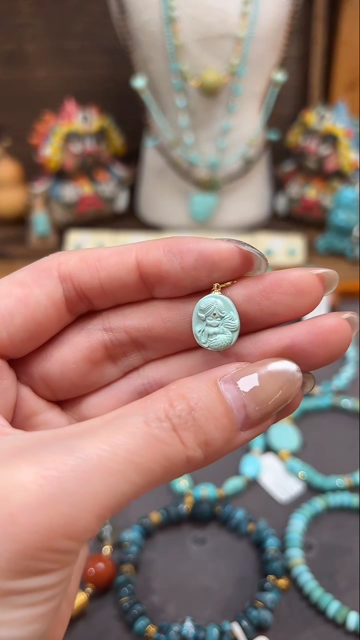 绿松石18K金镶嵌提溜绿松石提溜