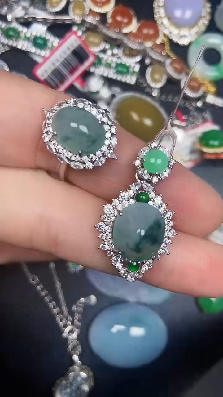 银S925镶嵌戒指翡翠2660