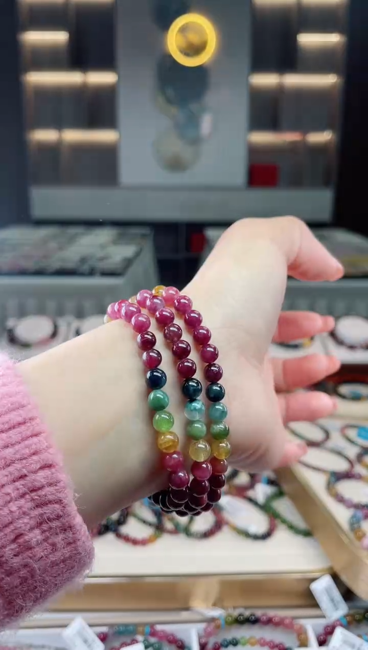 【闪购商品】碧玺三圈手串6mm+未镶嵌（多样性发一条）T