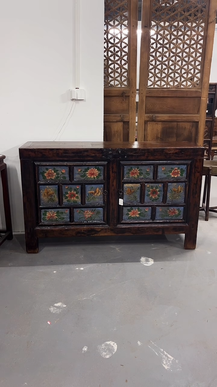 木（非红木类）冰*榆木材质兰色镖柜老物件