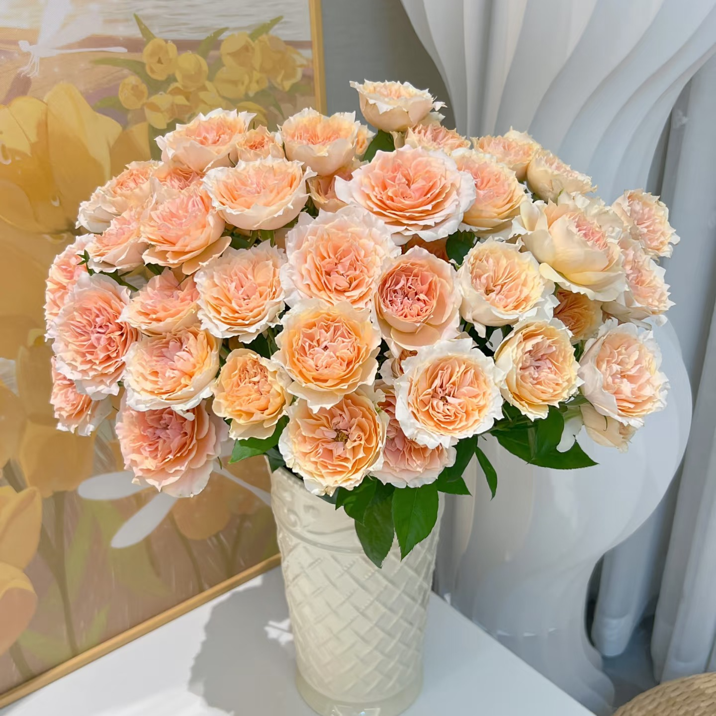 【杏色拉拉队】云南斗南基地现采现发品质好杏色拉拉队多头玫瑰10支