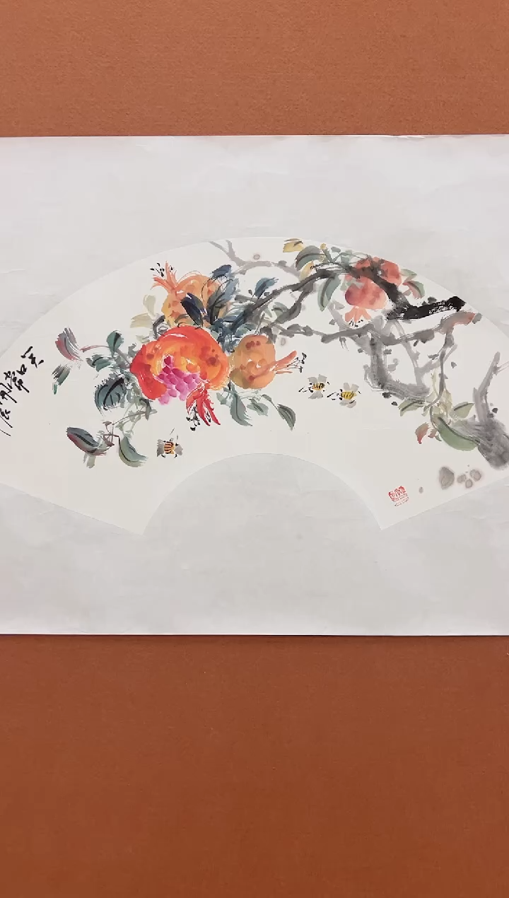 国画李文峰扇面花鸟