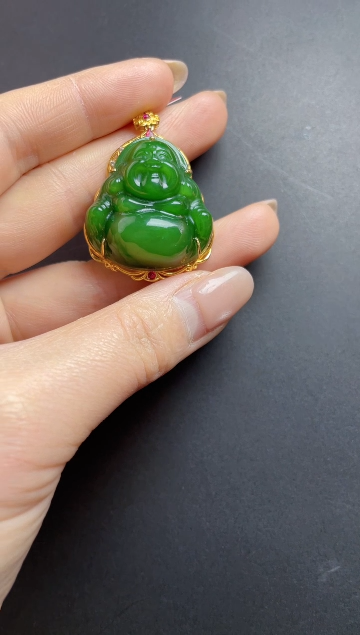 【闪购商品】和田玉吊坠18K金镶嵌佛公吊坠30mm