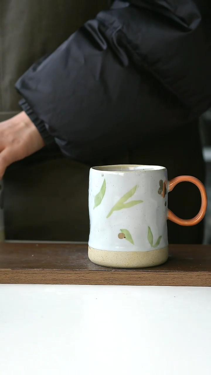 【闪购商品】陶瓷063微瑕粗陶橘把手马克杯@4-2@