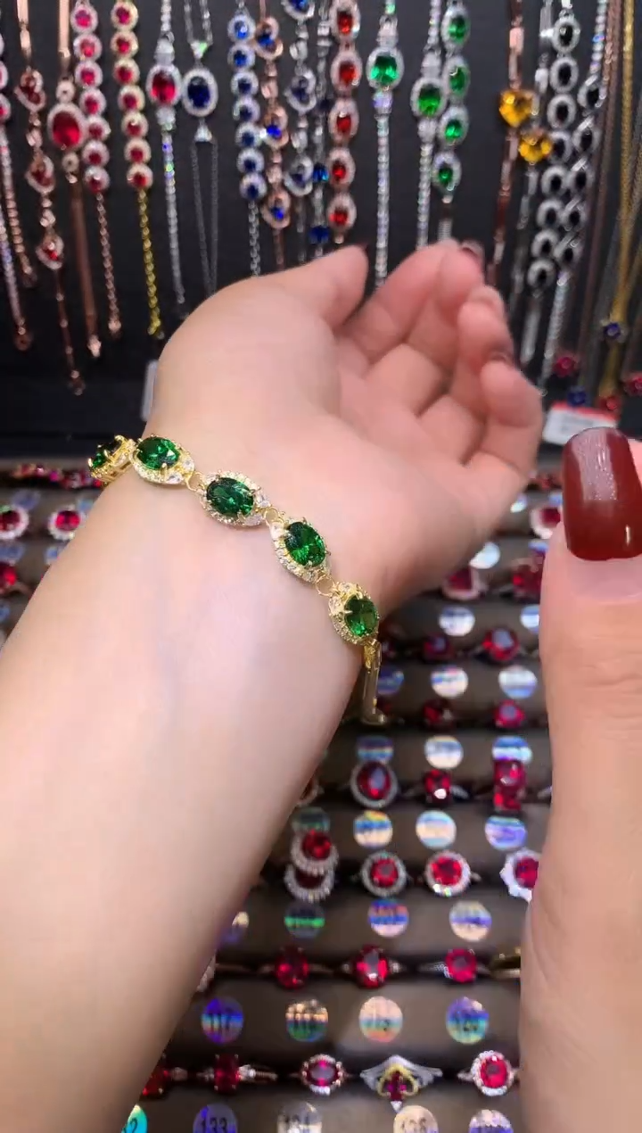 【闪购商品】透辉石手链银S925镶嵌金色