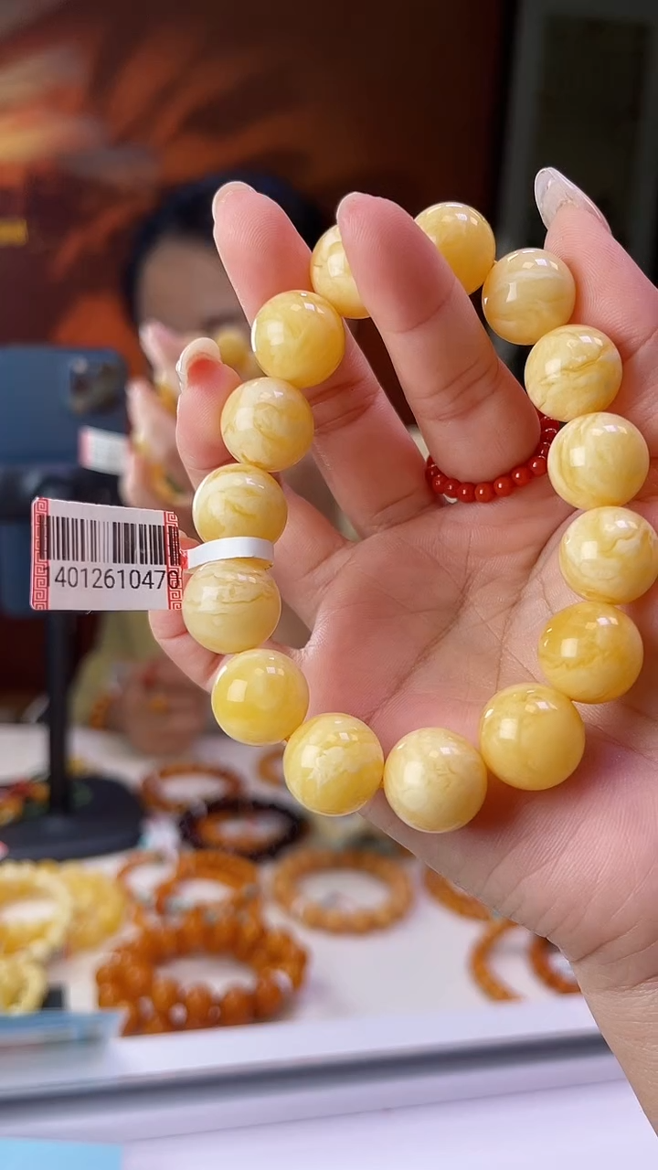【闪购商品】蜜蜡颈饰未镶嵌14mm白蜡单圈手串