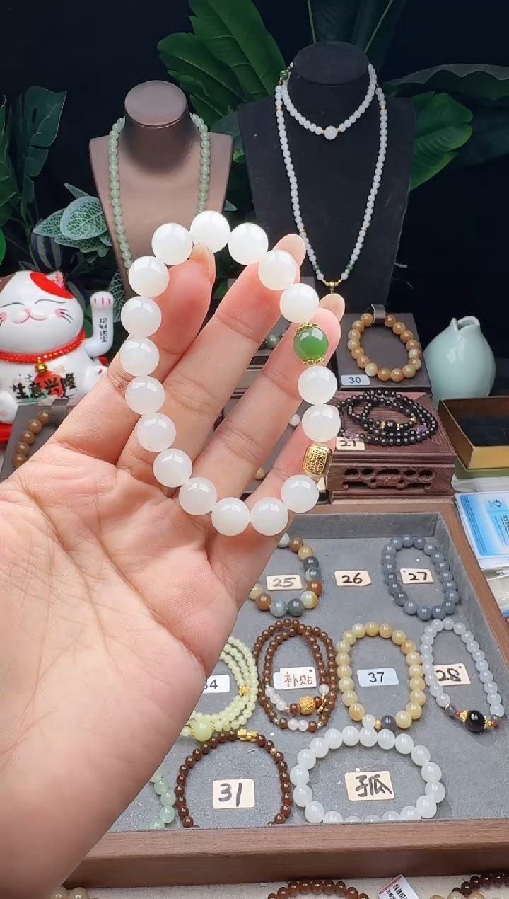 未镶嵌手串和田玉精品10m新疆白玉手串