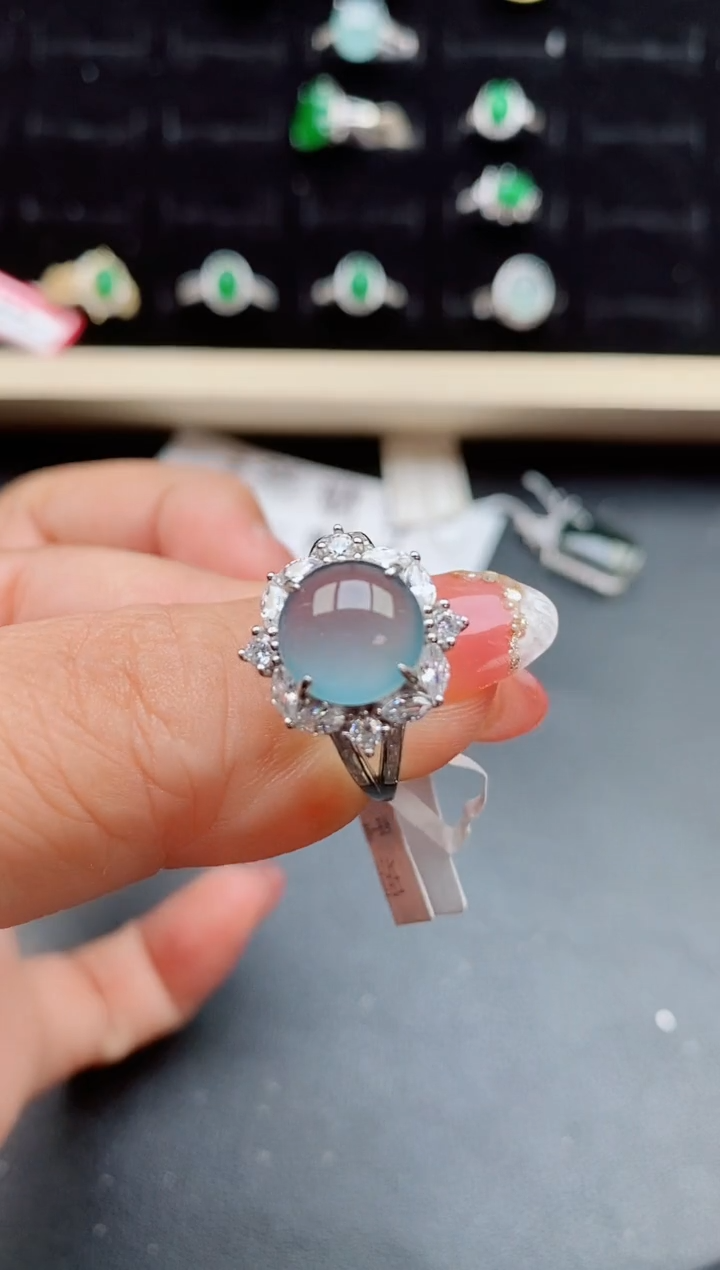 【闪购商品】翡翠戒指银S925镶嵌0850