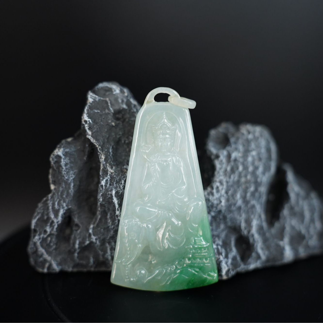 YZG015 天然缅甸A货翡翠  普贤菩萨佛牌挂坠 030