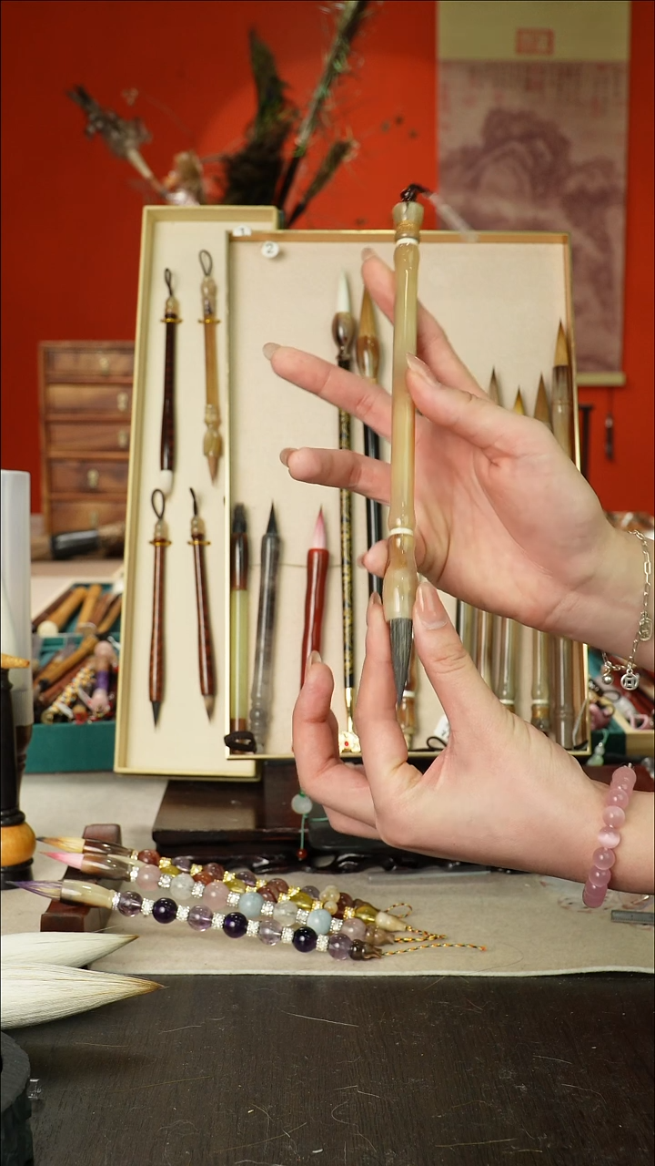 222号闪孤品高货毛笔链接 清水试笔 蘸墨不退