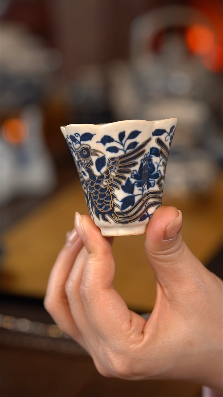 【闪购商品】霖松堂 凤穿花卉金凤  花口杯