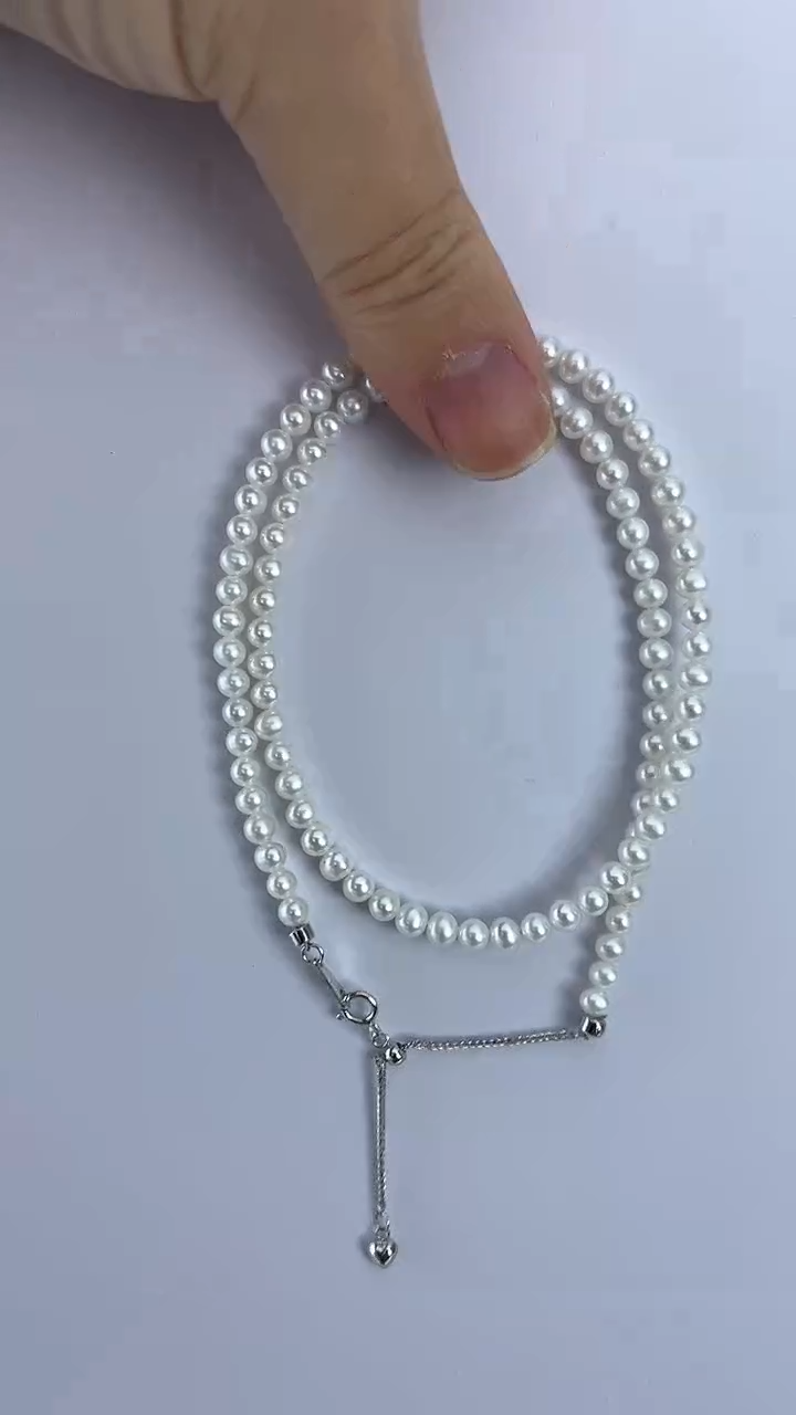 【闪购商品】淡水珍珠颈饰未镶嵌21天然极光珍珠亮白光小米珠4-5
