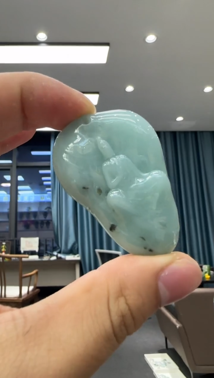 颈饰未镶嵌翡翠天然翡翠A货孤品一件