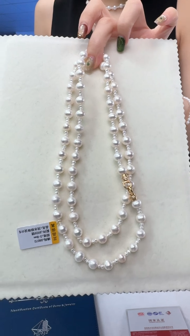 淡水珍珠未镶嵌颈饰2-8mm淡水无核珍珠毛衣链