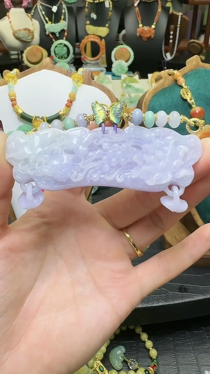 【闪购商品】翡翠颈饰未镶嵌天然翡翠花开富贵