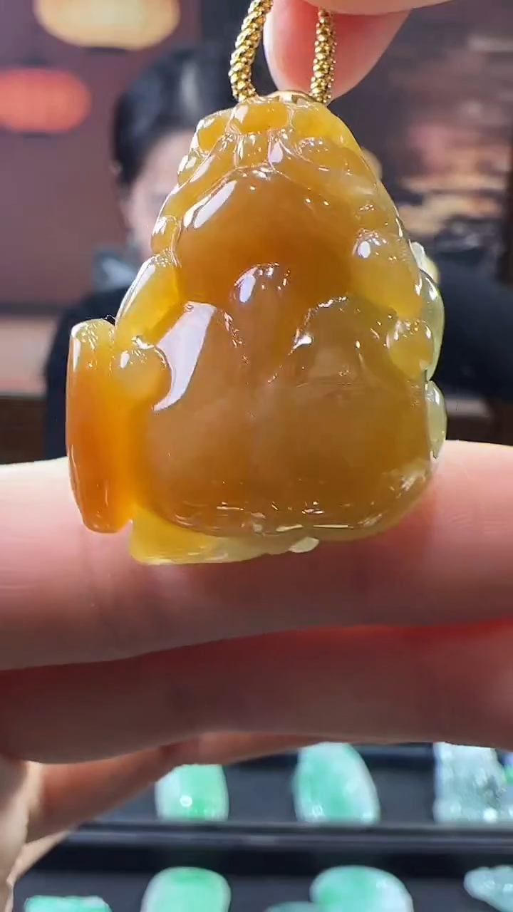 18K金镶嵌挂件翡翠貔貅 不含链