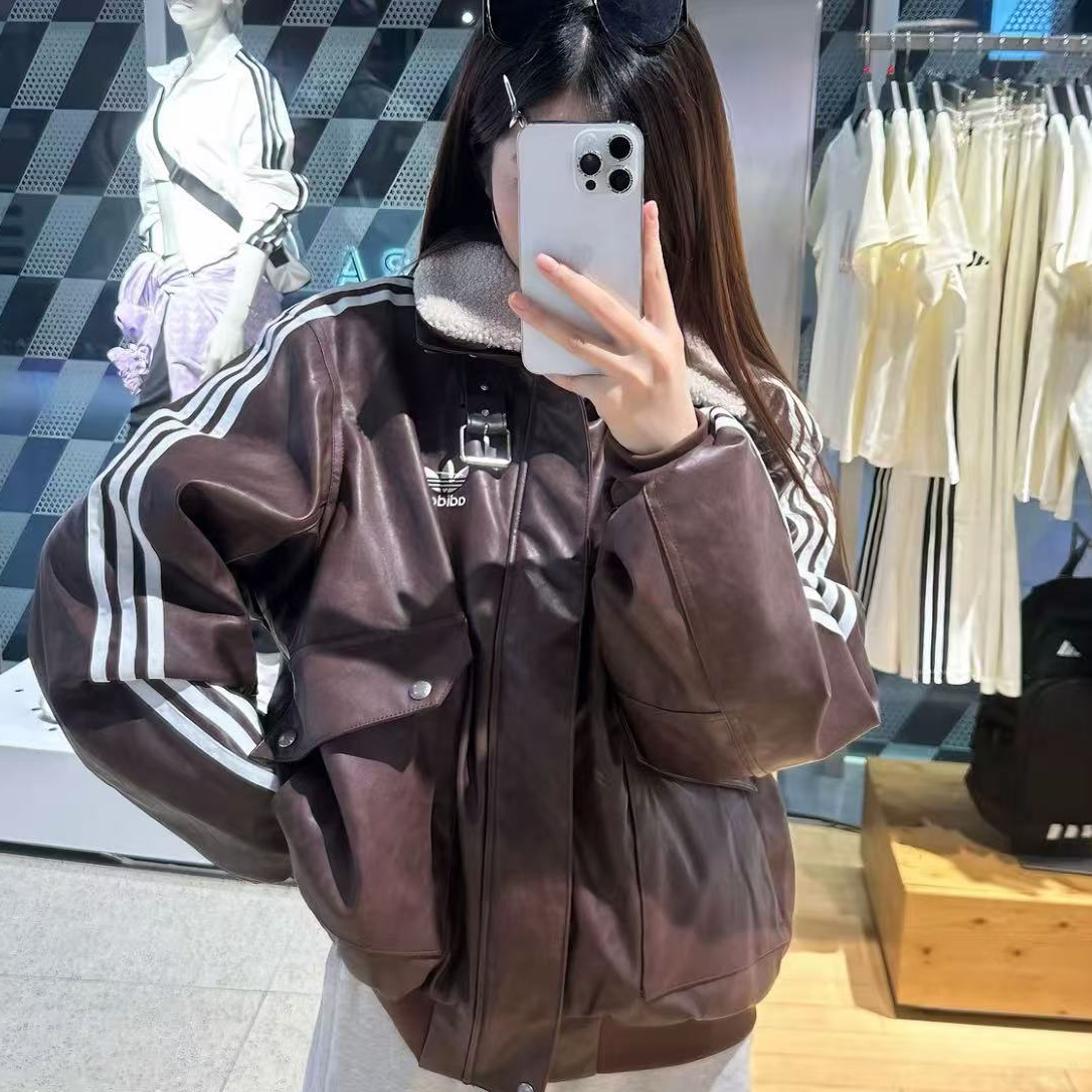 adidas 三叶草FW25 PU PAD JKT 复古宽松保暖运动服 KF3692
