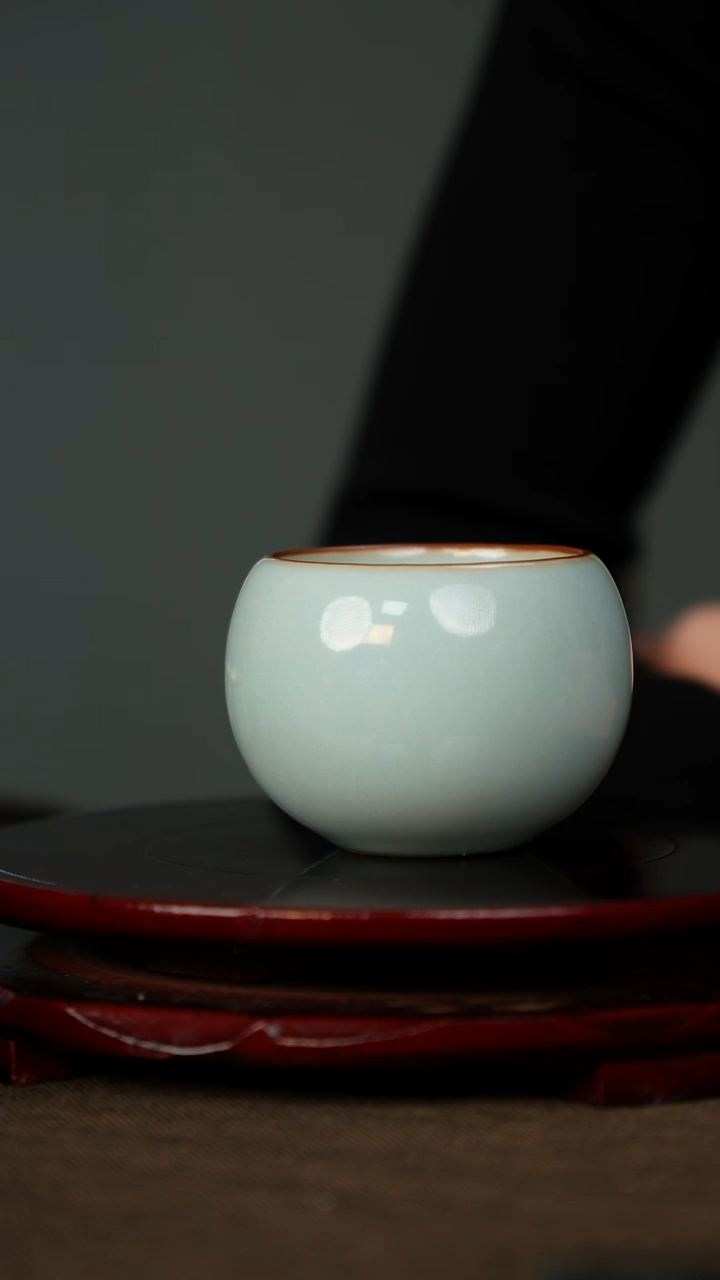 全品 天青 禅定杯 带底款