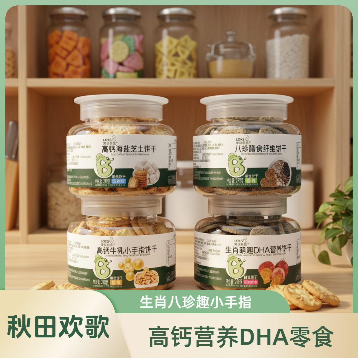 爱优新生萌生肖八珍趣小手指海盐芝士酥性饼干营养高钙零食