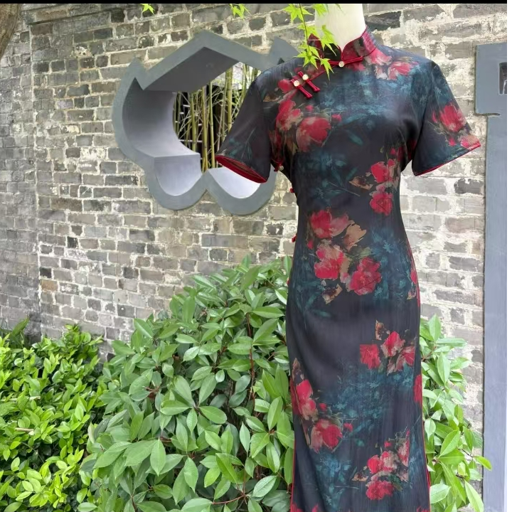 【锦园玫梦】新款中国风修身复古优雅大方长款旗袍