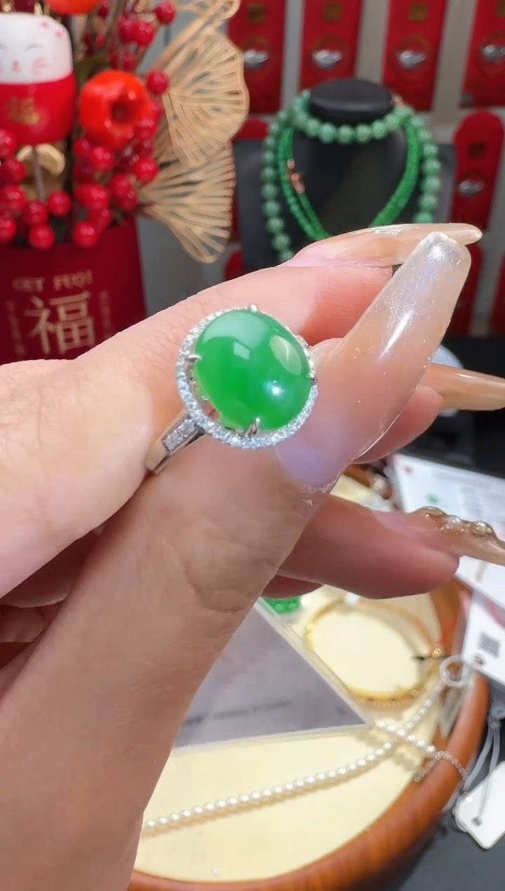 【闪购商品】翡翠戒指18K金镶嵌戒指