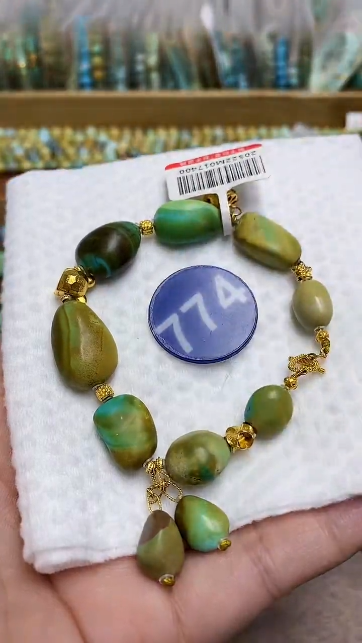 【闪购商品】绿松石手链18K金镶嵌774