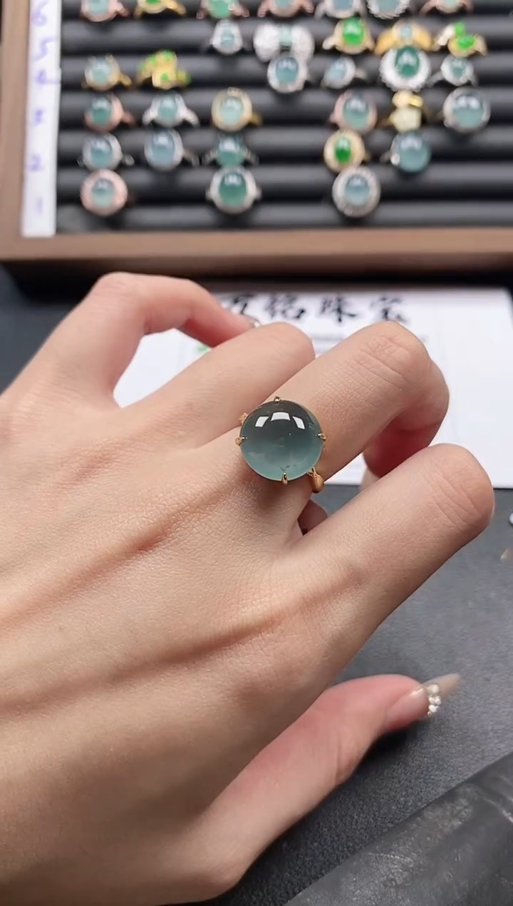 银S925镶嵌戒指翡翠51511