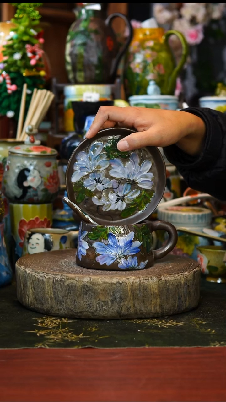 花瓶杯子碗微瑕237景德镇手工高温釉下彩