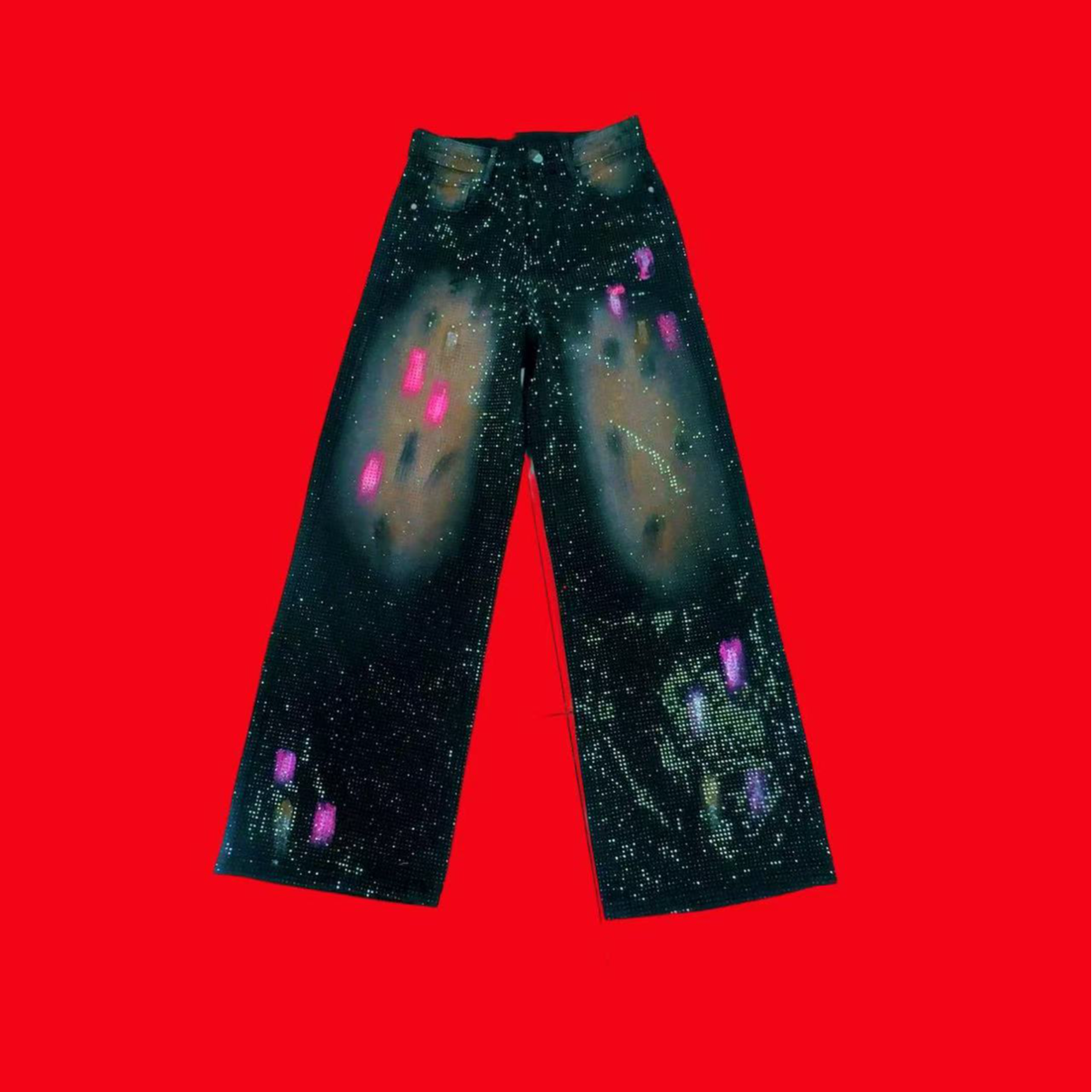 【漫老板】00002私服 定制欧货重工涂鸦阔腿牛仔裤