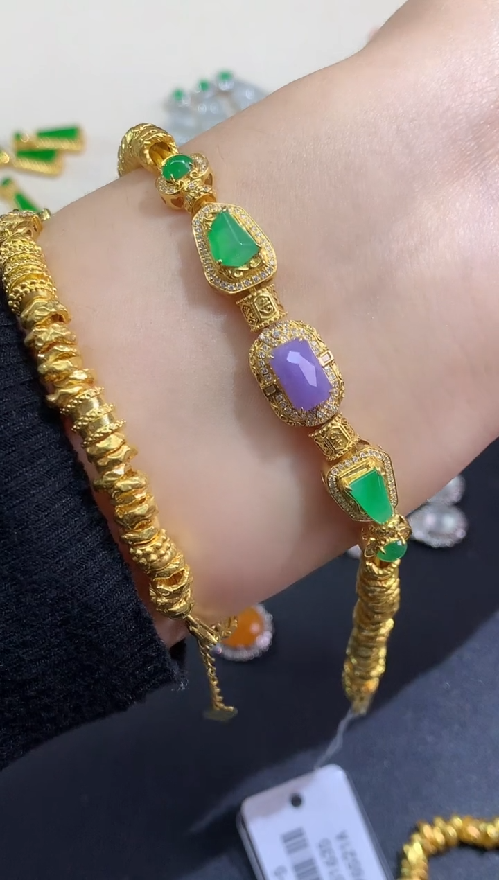 18K金镶嵌手链翡翠手链|19800