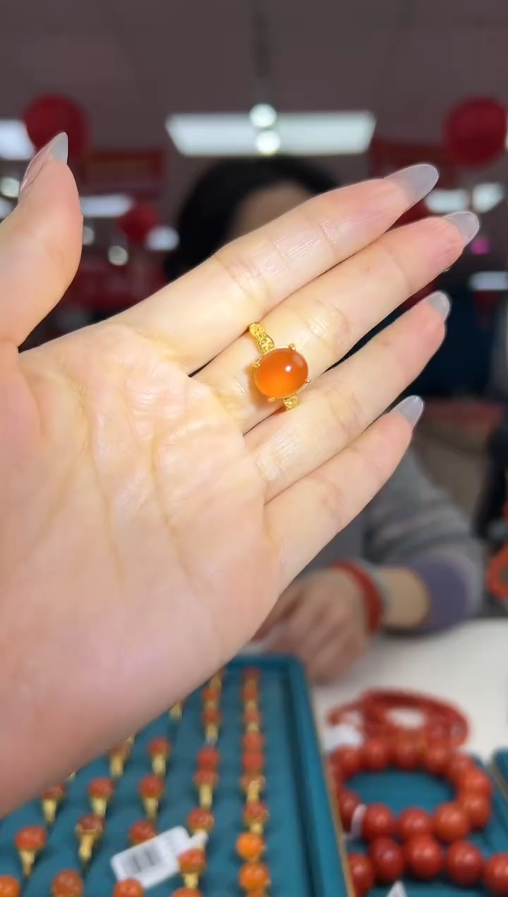 【闪购商品】南红玛瑙戒指银S925镶嵌1.23-（多样式）